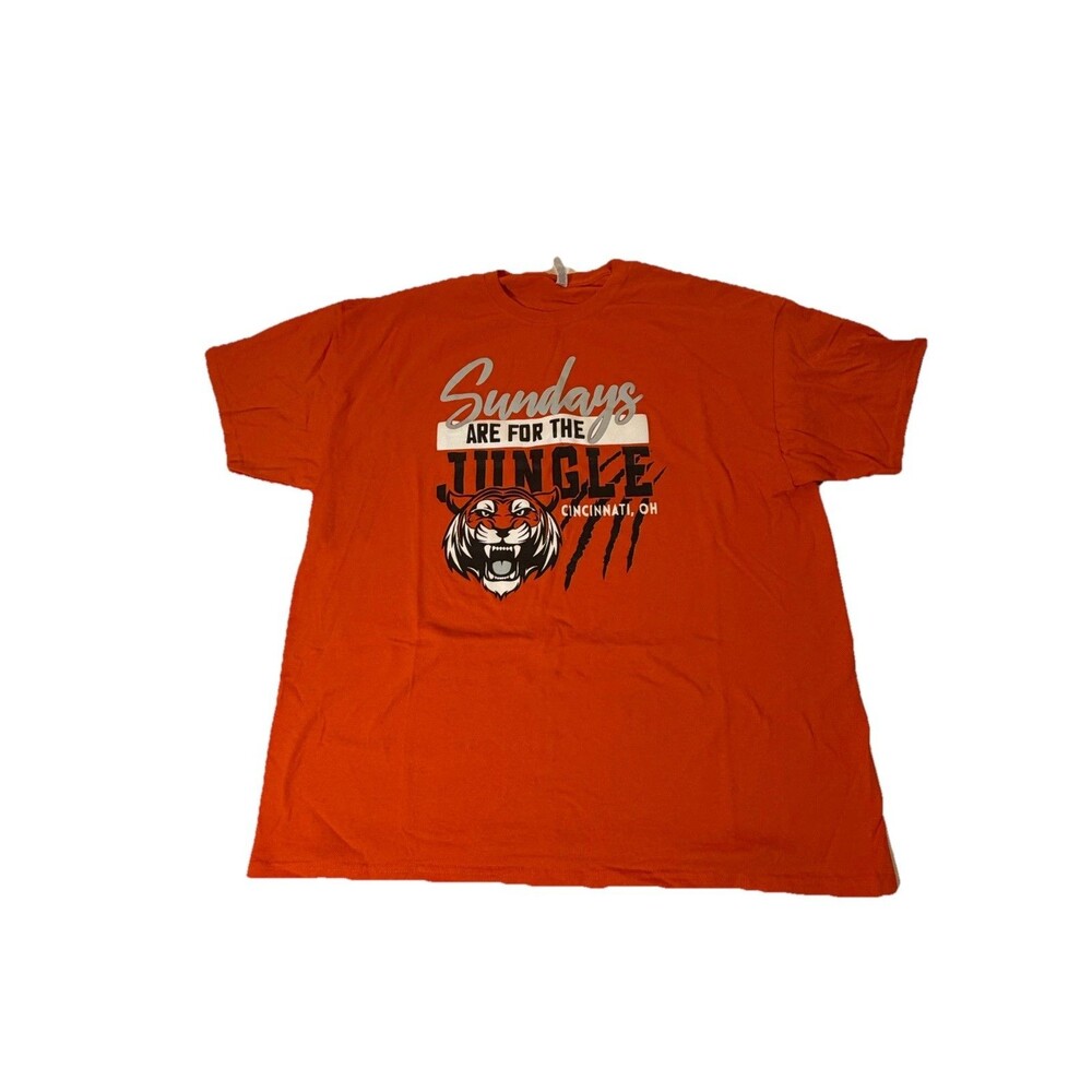Cincinnati Bengals T Shirt Mens 2XL Orange NFL Football Graphic Tee Jerzees